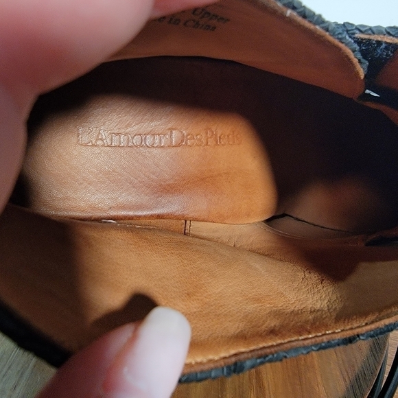 L'Amour Des Pieds Snakeskin Print Foldover Wrap Booties Ankle Boots Size 9.5 - Picture 13 of 15